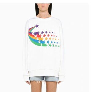GUCCI Ivory Sweatshirt With Stars Print Size Large